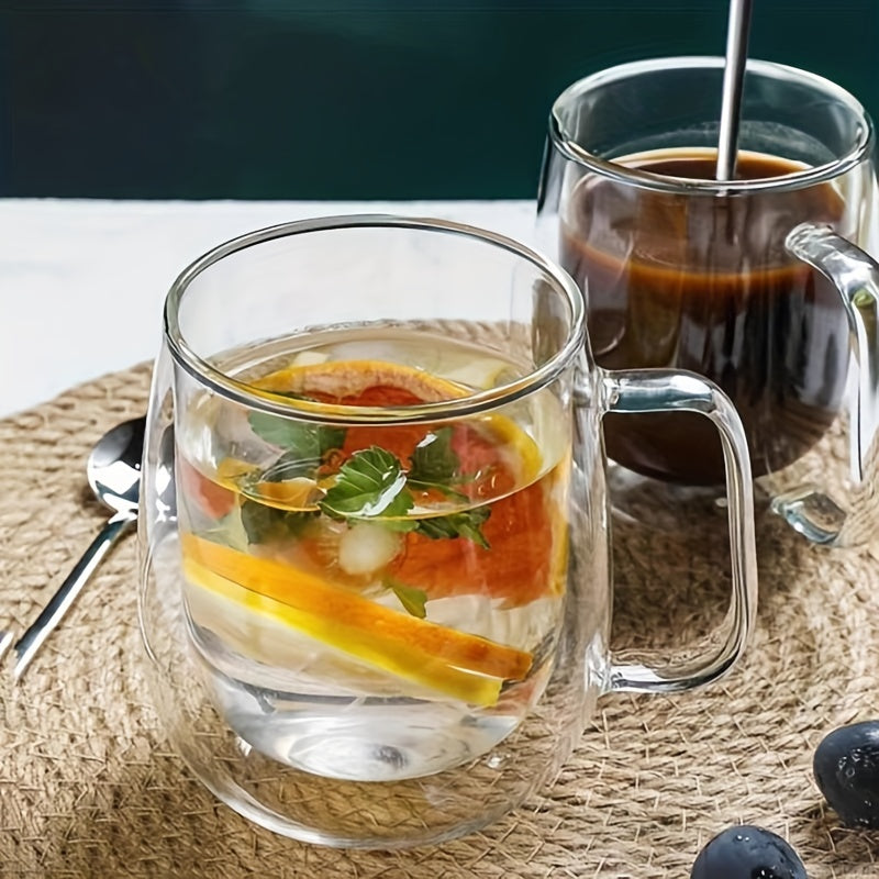 Double-Walled Glass Coffee Mug with Handle
