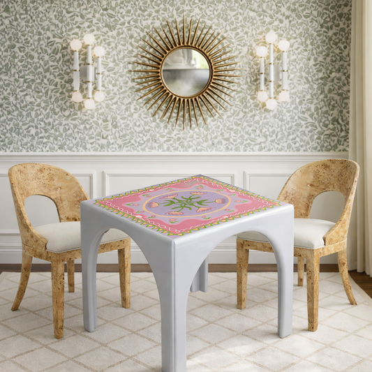 "Poppy" Cottage Style Vinyl Mahjong Mat- 31"x31"