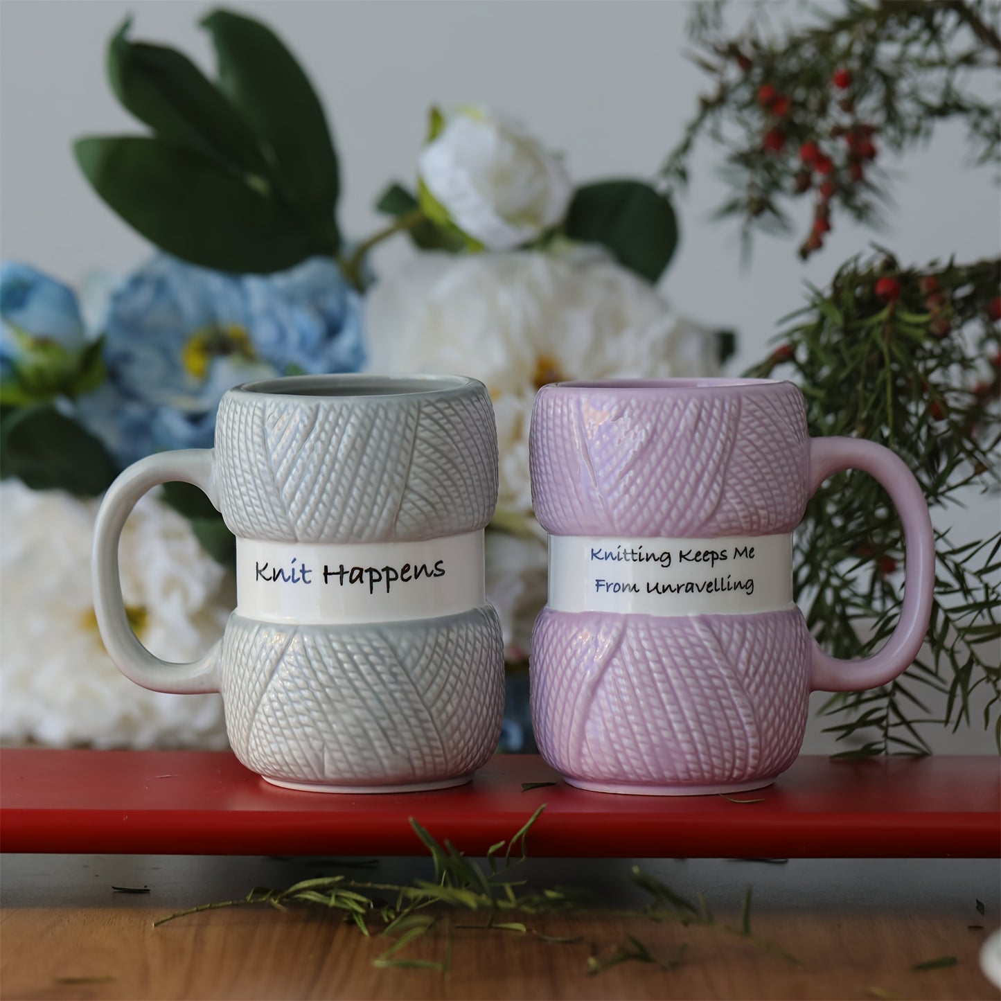 Unique Yarn Coffee Mug, Knitting