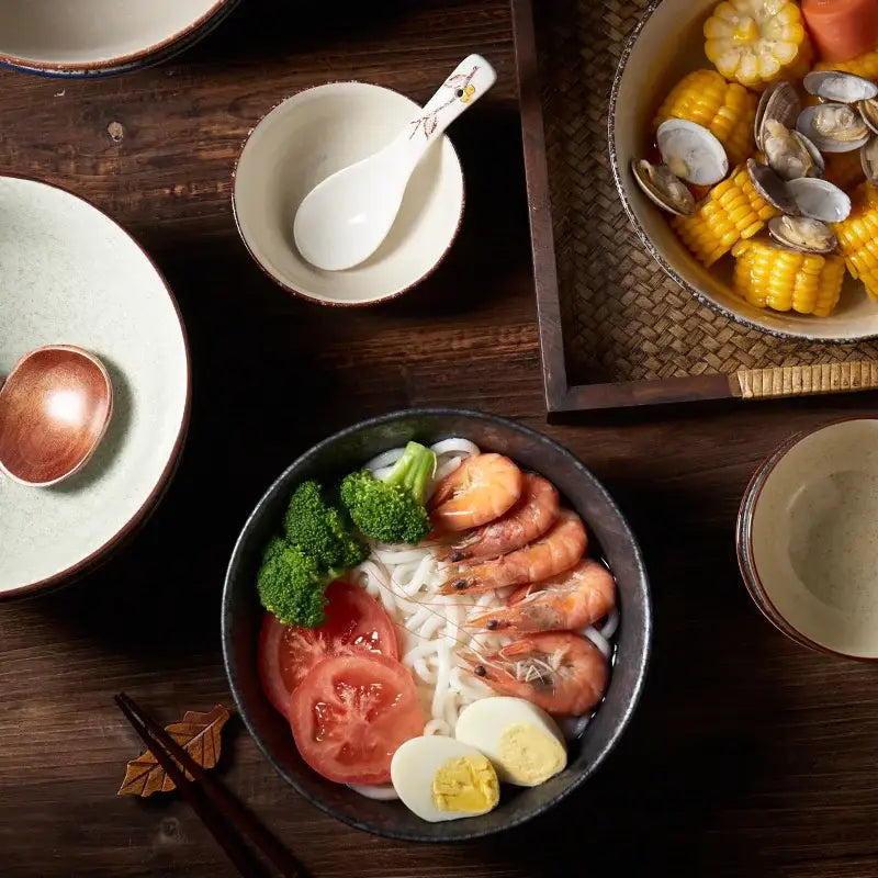 DecorBites™ 6/7 Inch Ceramic Ramen Bowl - Large Soup Noodle Bowl for Kitchen and Hotel Use