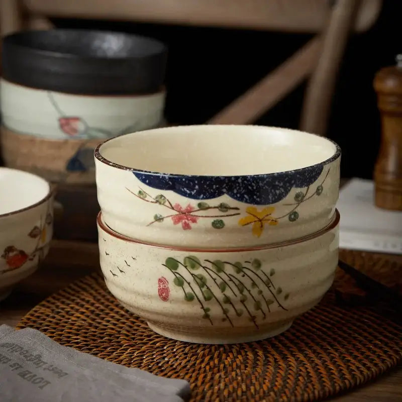 DecorBites™ 6/7 Inch Ceramic Ramen Bowl - Large Soup Noodle Bowl for Kitchen and Hotel Use