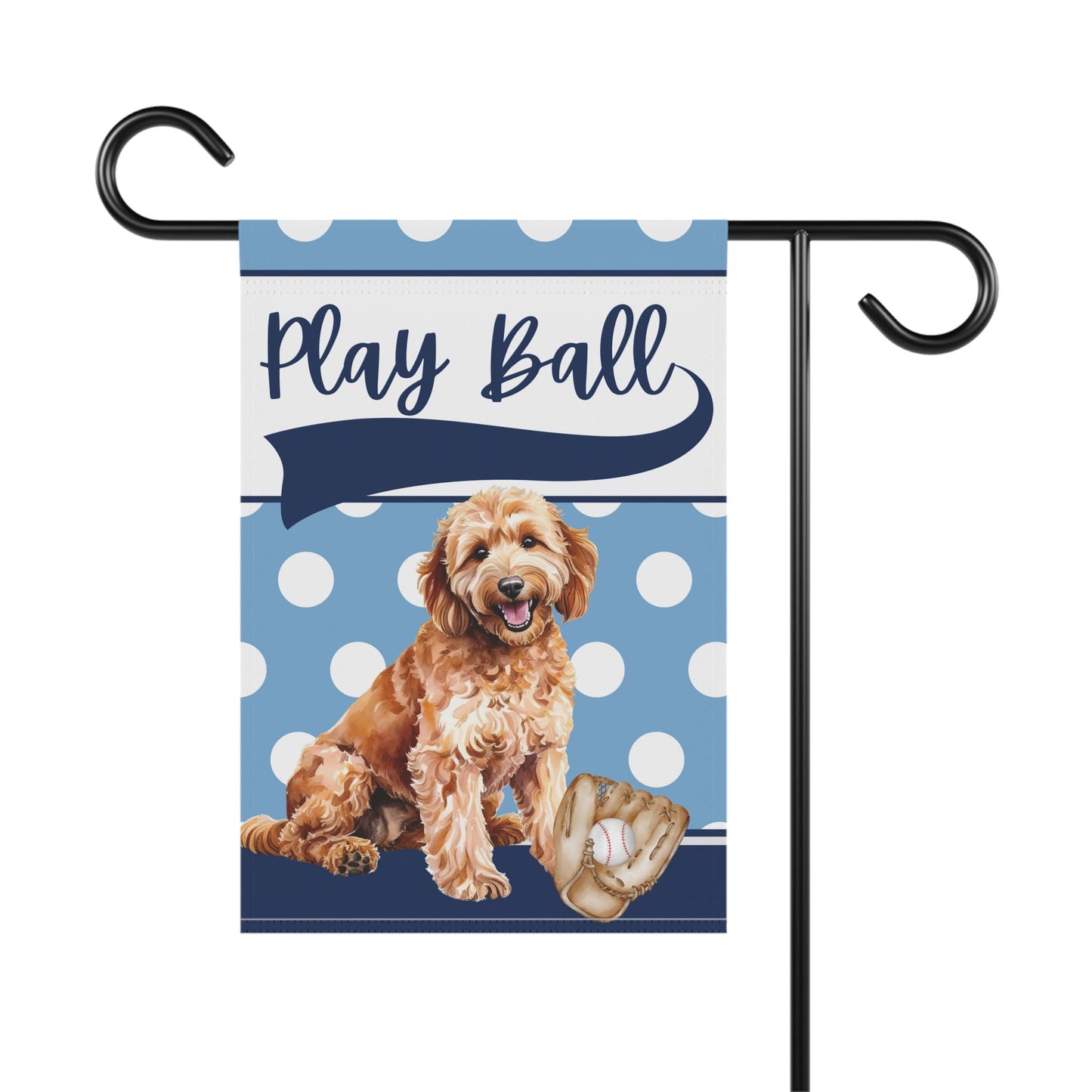 Goldendoodle Baseball Garden Flag