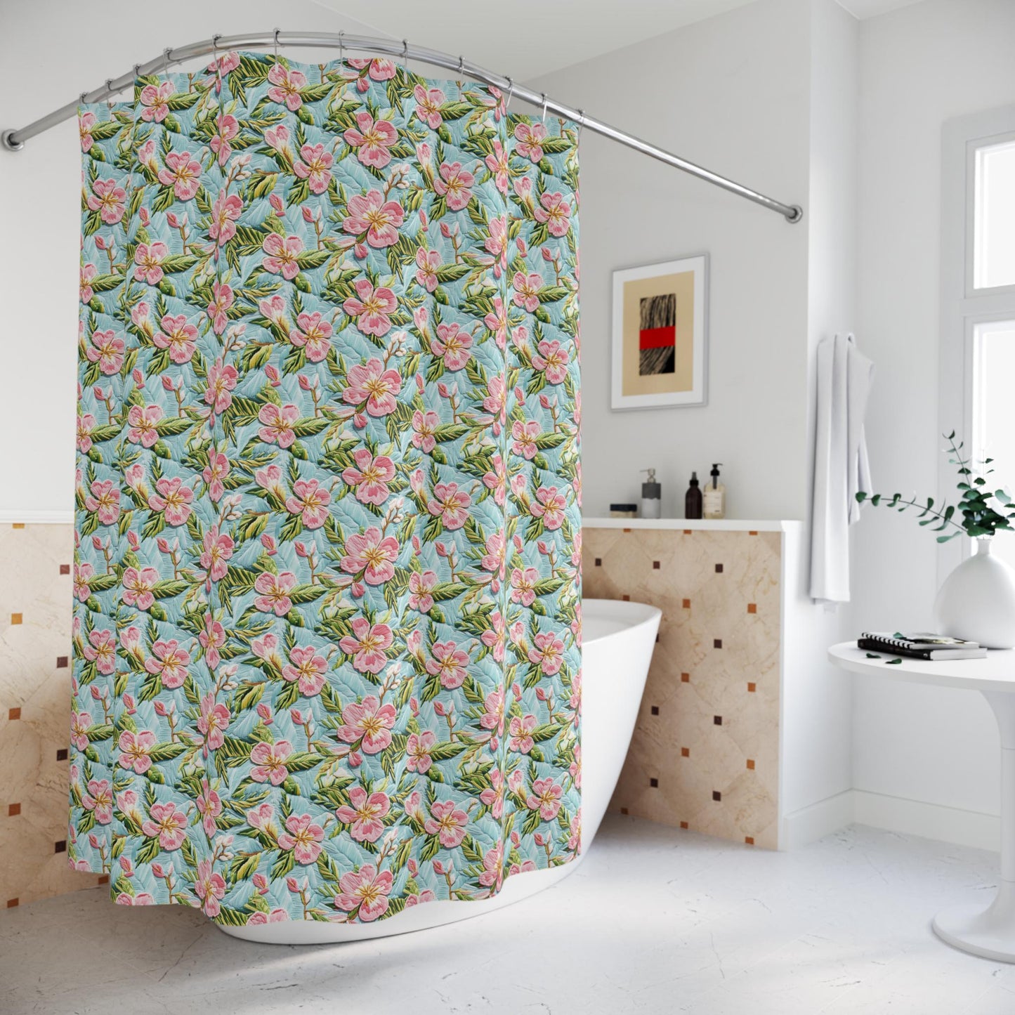 Custom Shower Curtain, 3-D Floral