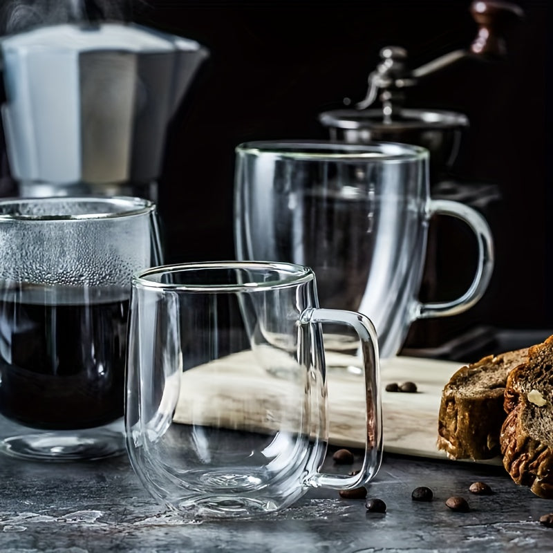 Double-Walled Glass Coffee Mug with Handle