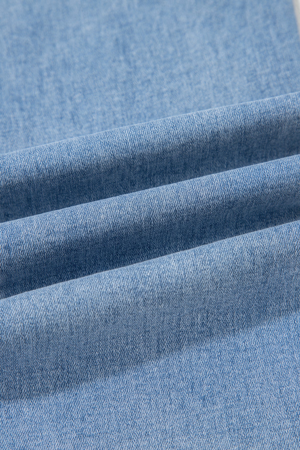 Beau Blue Drawstring Waist Wide Leg Ankle Length Jeans