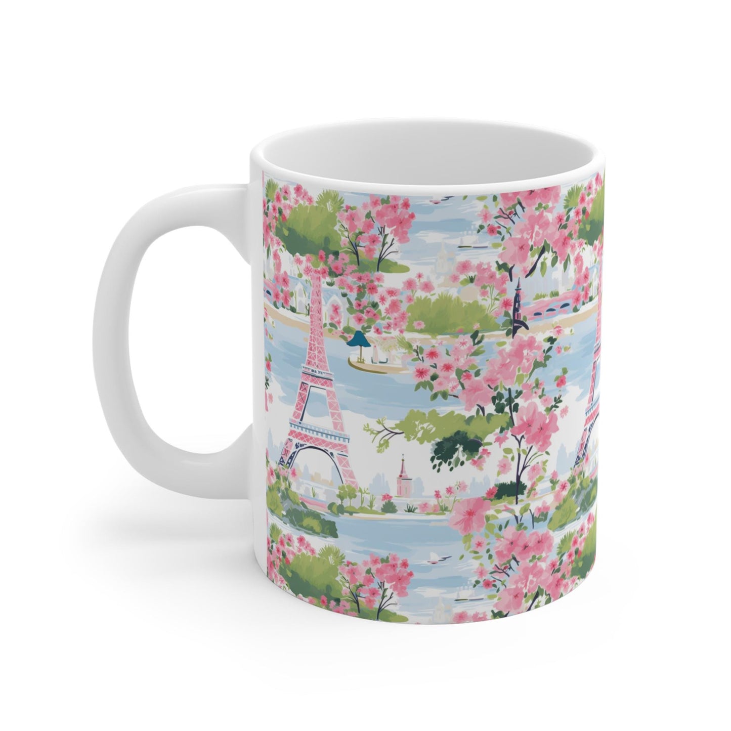 Coffee Mug, Soft Floral Eiffel Tower