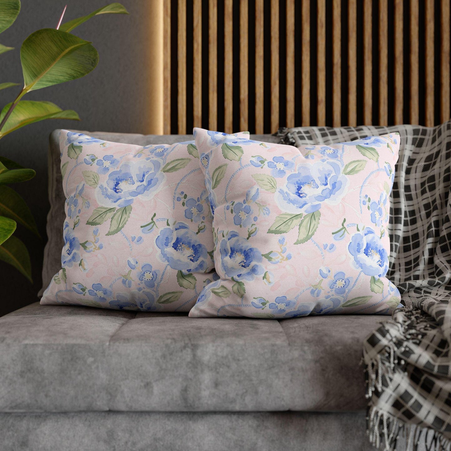 Custom Throw Pillow, Blue Roses