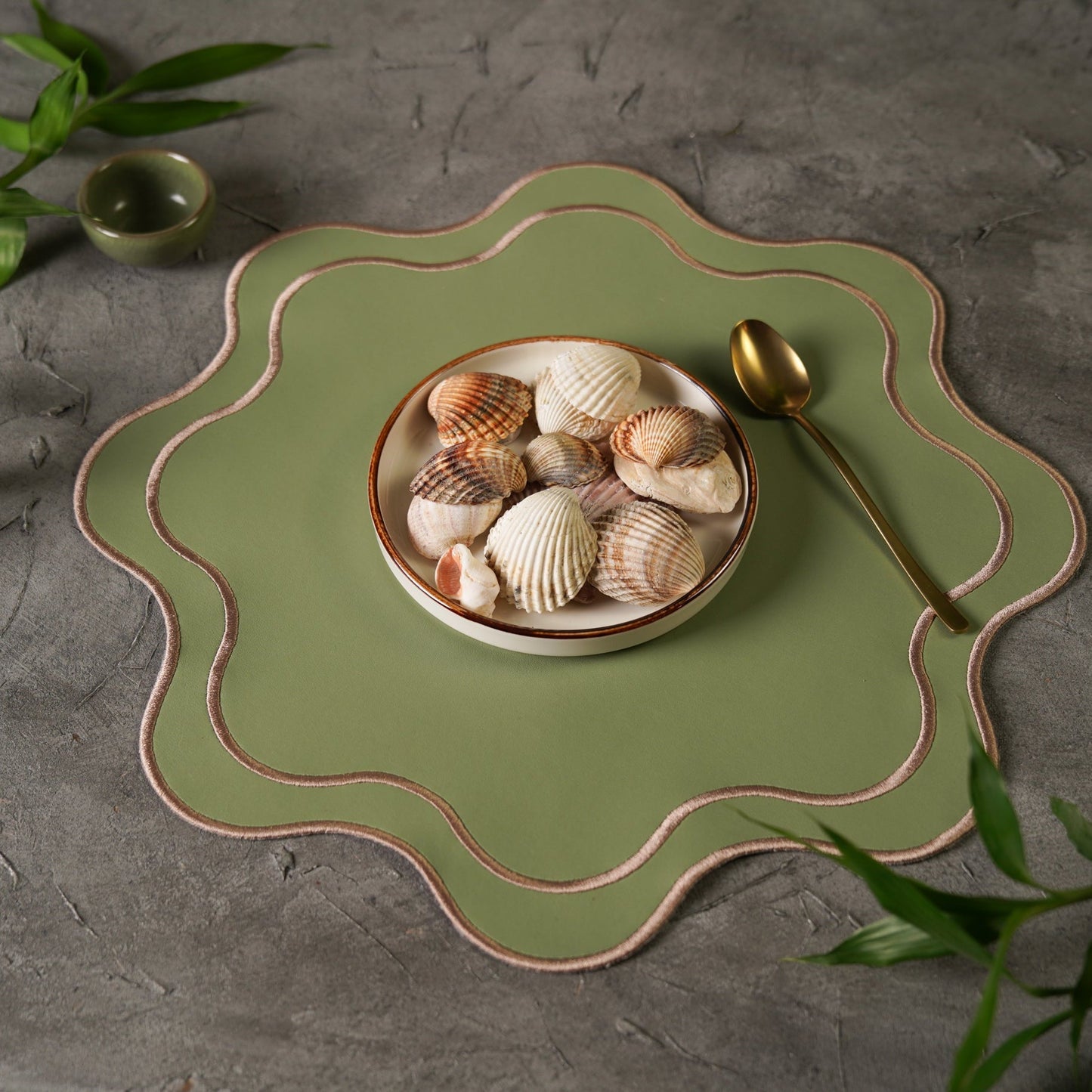 HAVEN LIGHT GREEN FAUX LEATHER PLACEMAT (Set Of 4)
