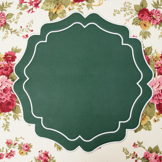 VISTA GREEN WAVY FAUX LEATHER PLACEMAT