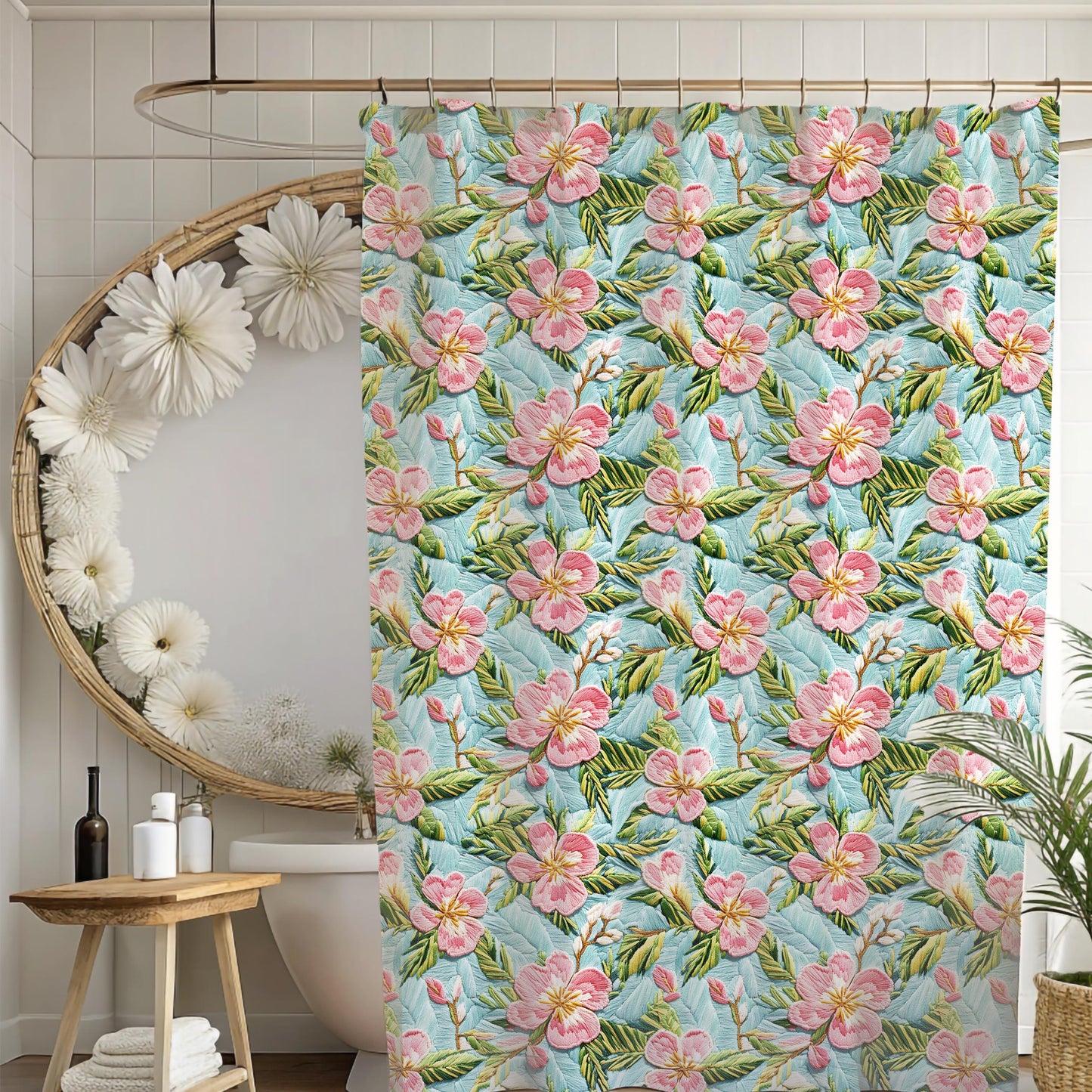Custom Shower Curtain, 3-D Floral