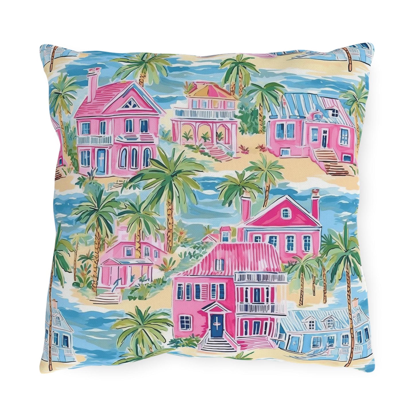 Outdoor Throw Pillow, Coastal Palm Beach Houses