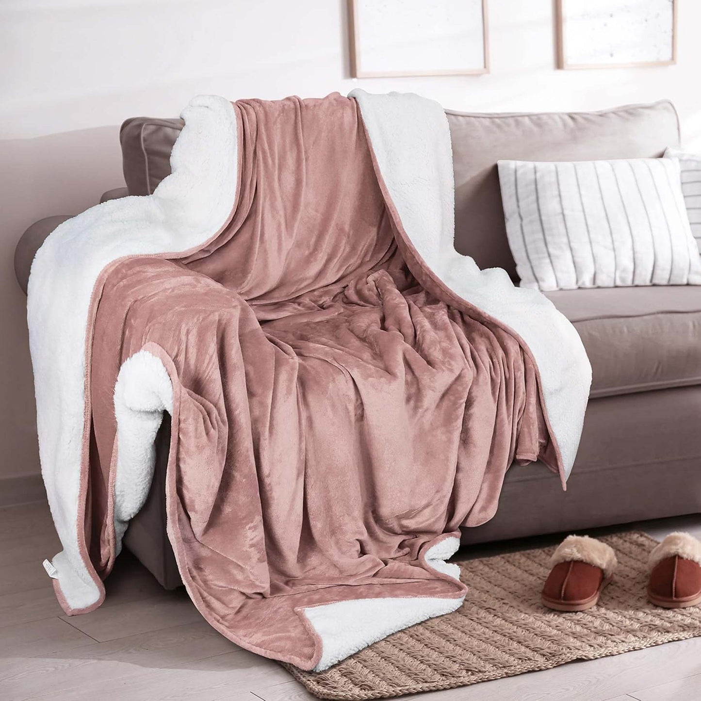 Velvet Plush Sherpa Bed Blanket - Sherpa Fleece Collection