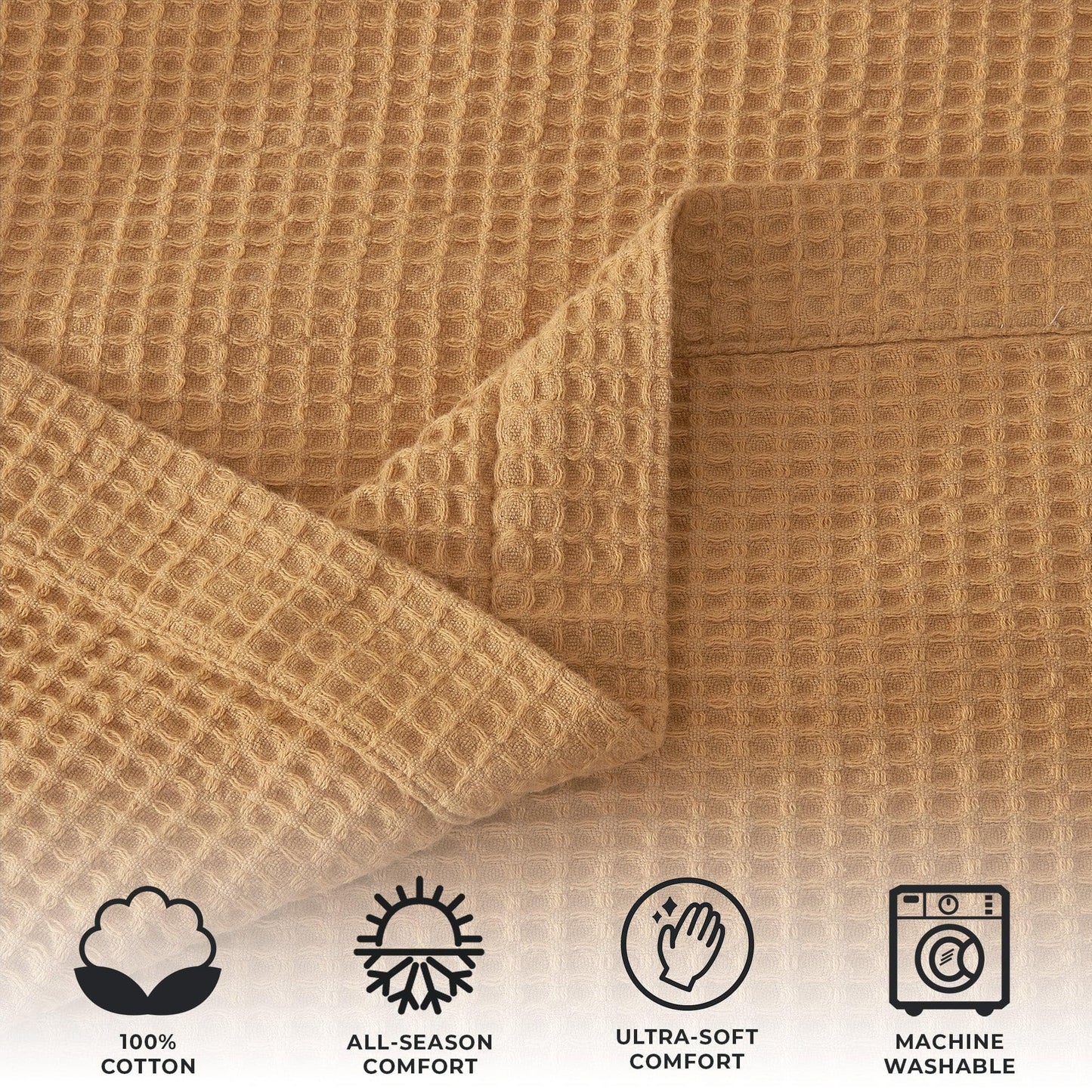 100% Cotton Waffle Weave Blanket - Mikala Collection