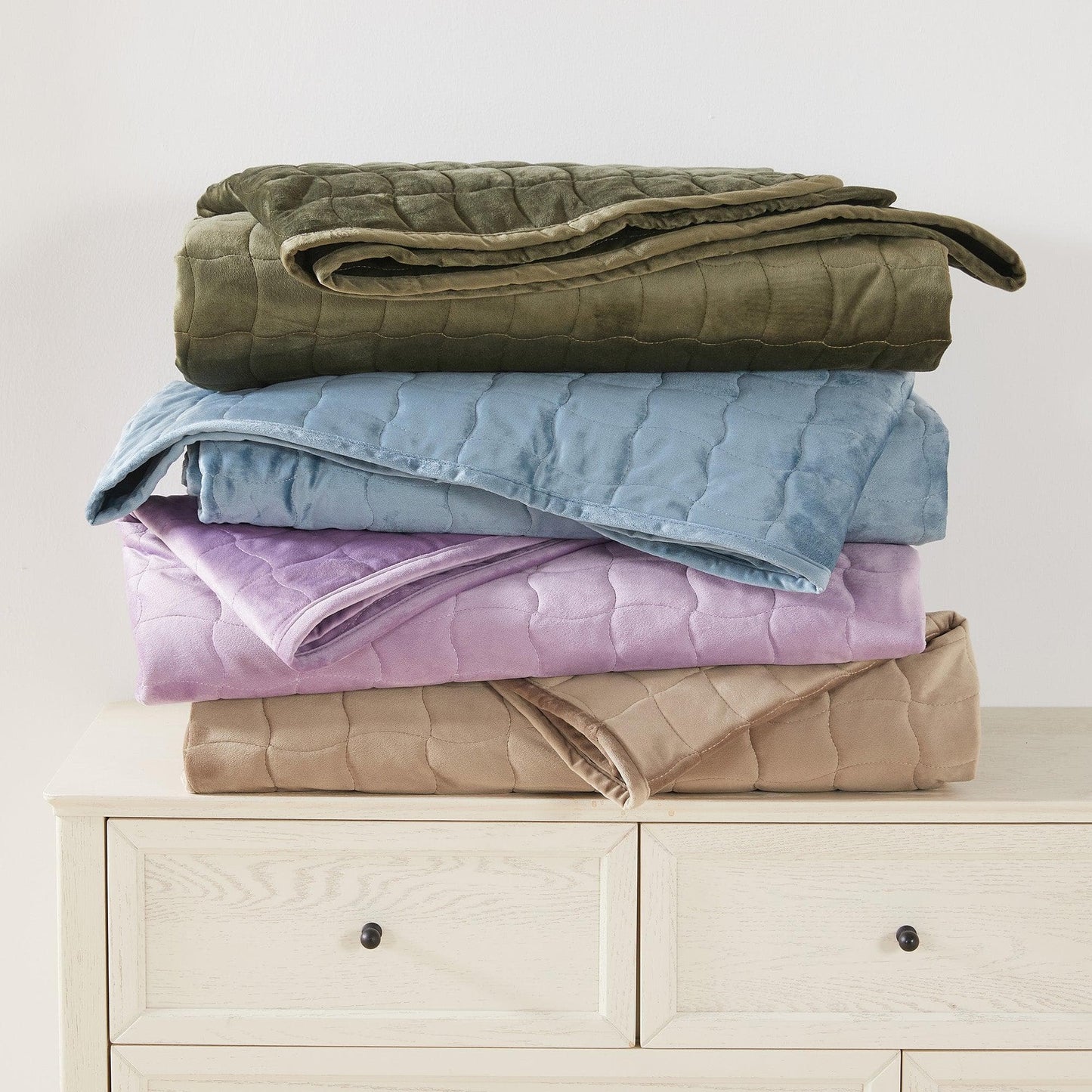 Velvet Box-Stitched Quilt Set - Vivica Collection