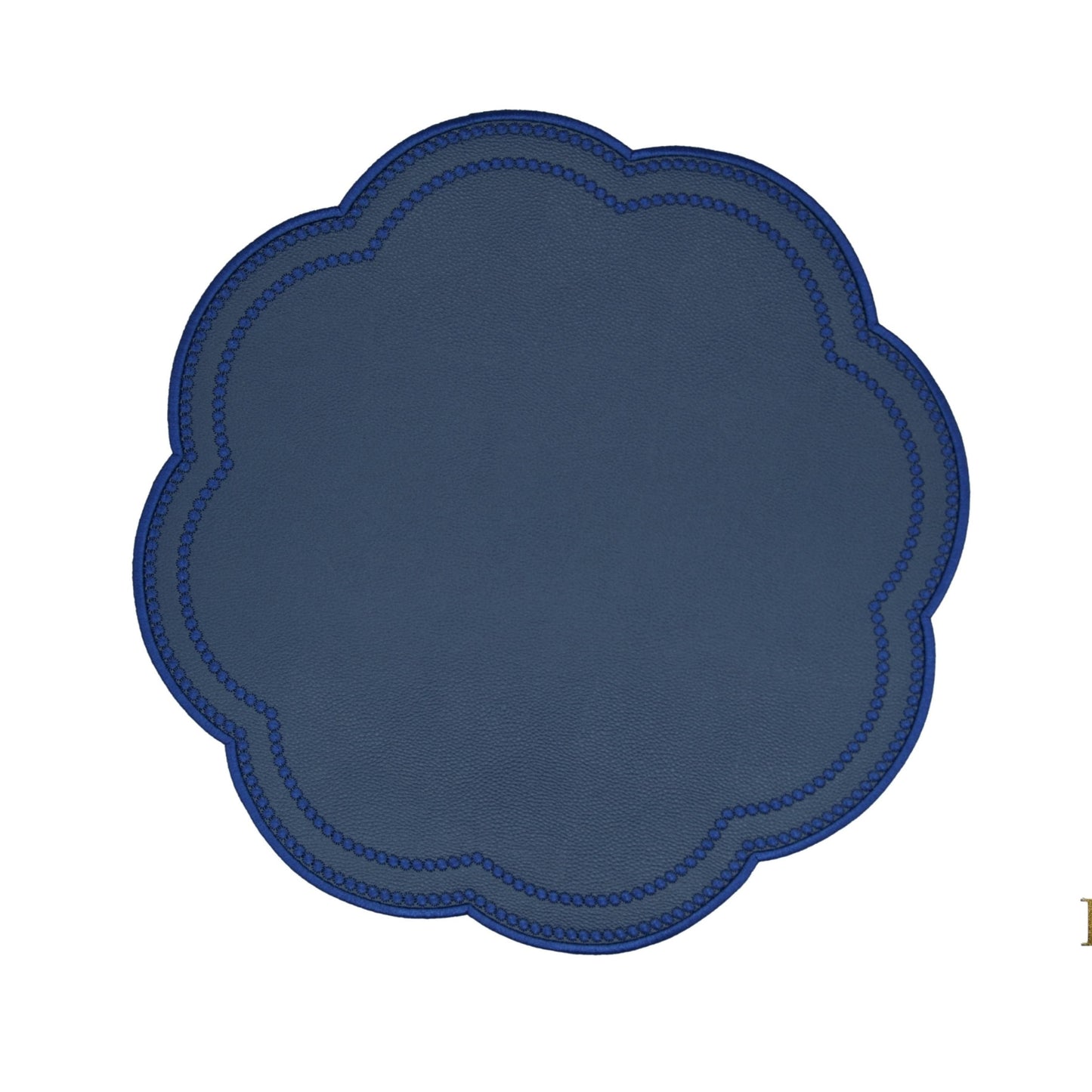 NURTURE NAVY BLUE FAUX LEATHER SCALLOPED PLACEMAT