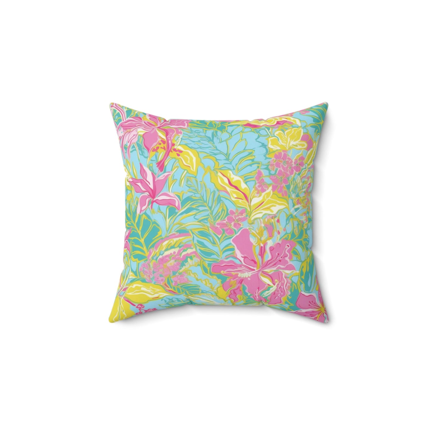 Tropical Flower Summer Personalized Decorative Pillow | Personalized Gift | Beach, Front Foyer Pillow | Last Name or Monogram | Throw Pillow