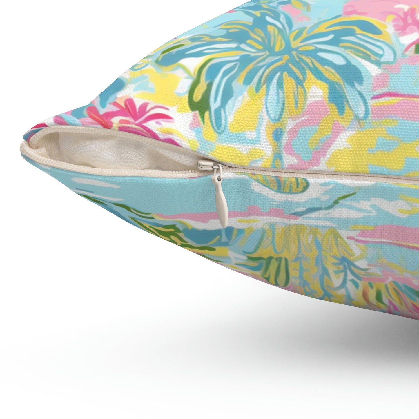 Tropical Flower Summer Personalized Decorative Pillow | Personalized Gift | Beach, Front Foyer Pillow | Last Name or Monogram | Throw Pillow