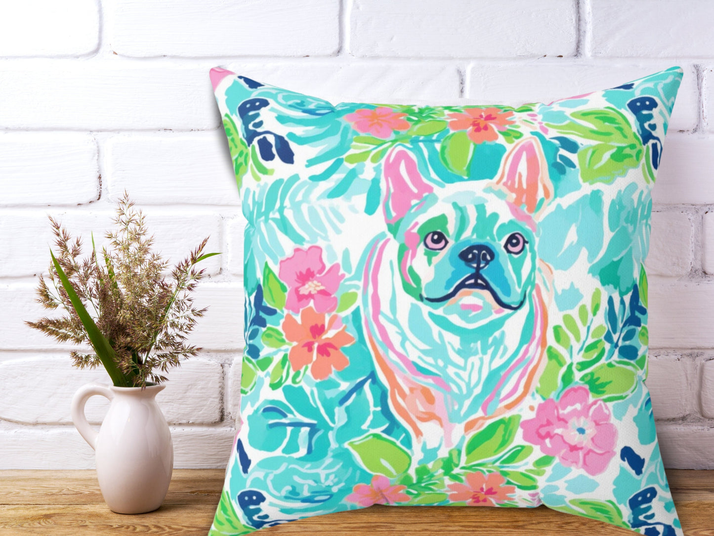 Dog Pillow, Home Decor, Preppy Room Decor, Pet Throw Pillow, Pet Pillow, Beach Home, Dorm Decor, French Bulldog