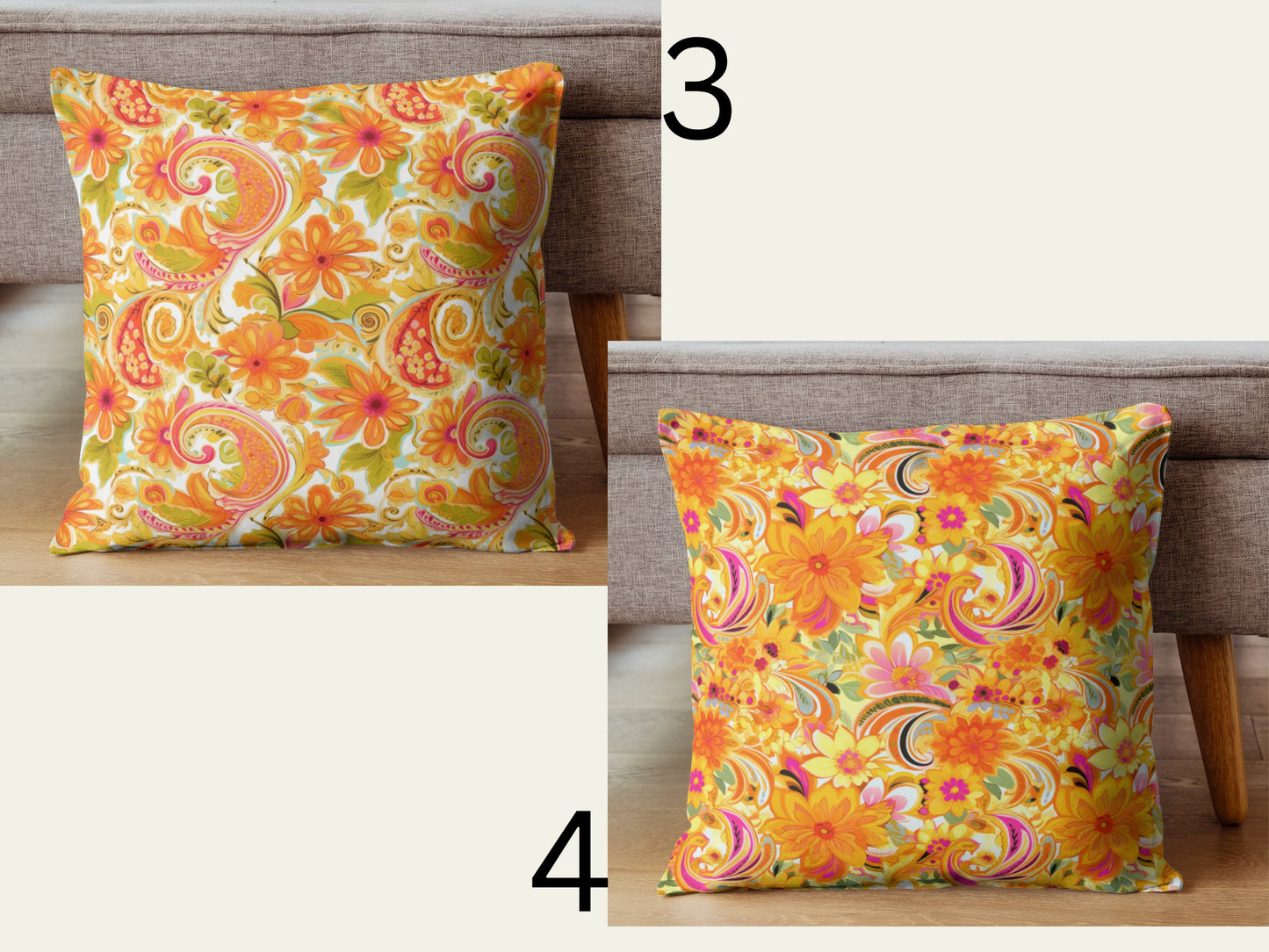 Fall Paisely Decor, Pumpkin Decor, Preppy Room Decor, Pumpkin Throw Pillow, Beach Home, Dorm Decor, Pink Yellow and Orange