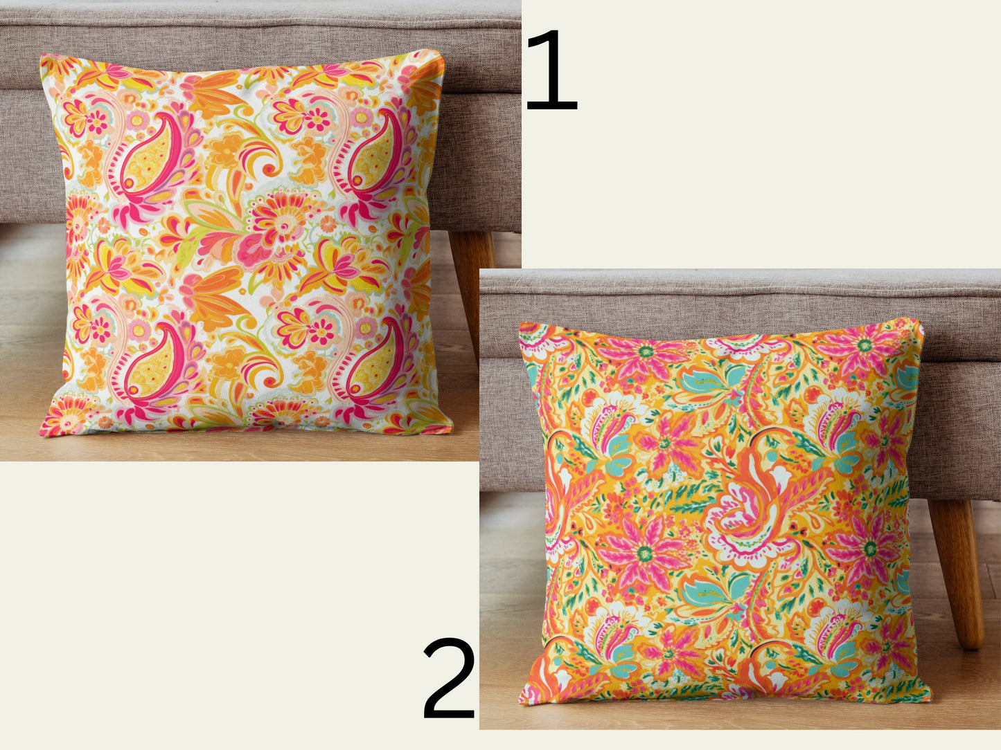Fall Paisely Decor, Pumpkin Decor, Preppy Room Decor, Pumpkin Throw Pillow, Beach Home, Dorm Decor, Pink Yellow and Orange