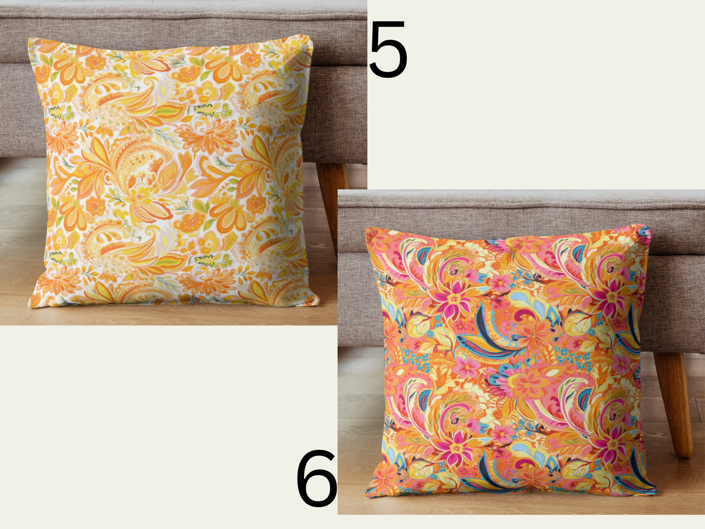 Fall Paisely Decor, Pumpkin Decor, Preppy Room Decor, Pumpkin Throw Pillow, Beach Home, Dorm Decor, Pink Yellow and Orange