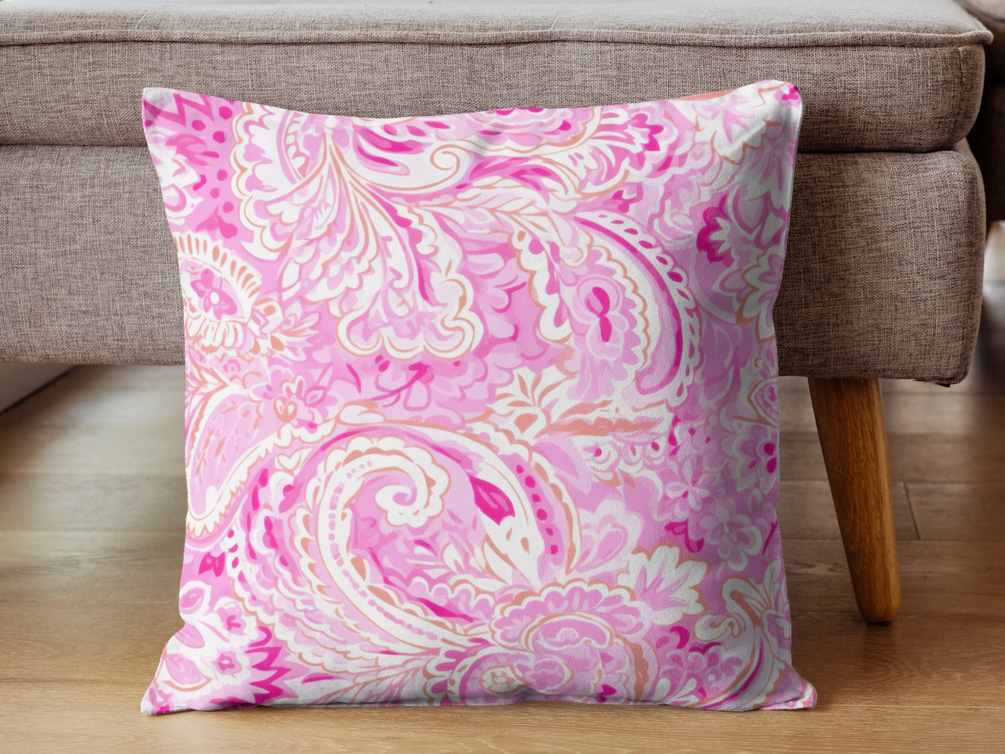 Pink Paisley Throw Pillow