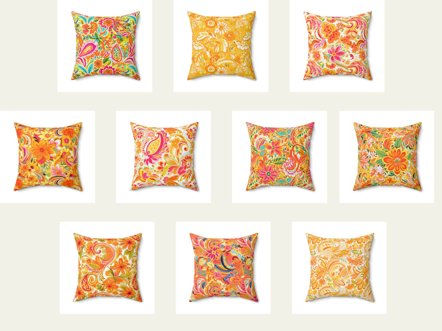 Fall Paisely Decor, Pumpkin Decor, Preppy Room Decor, Pumpkin Throw Pillow, Beach Home, Dorm Decor, Pink Yellow and Orange