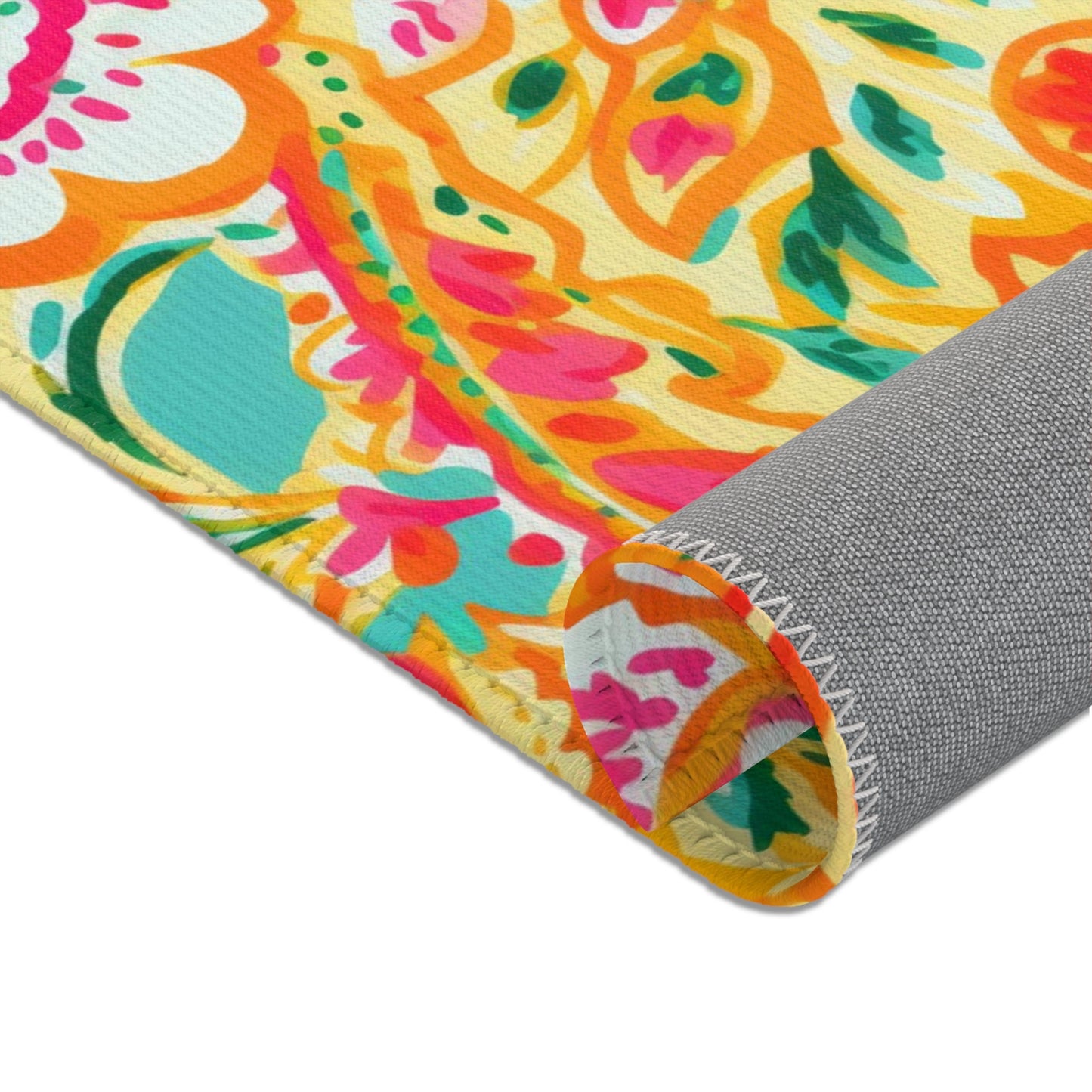 Area Rug, Orange Paisley