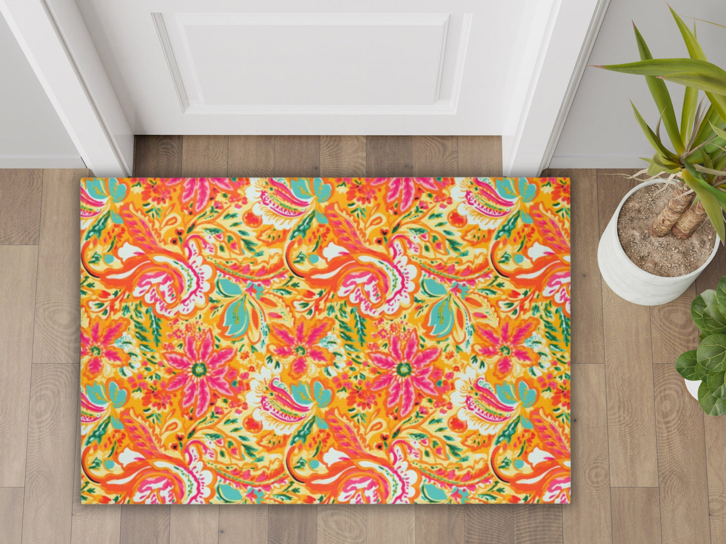 Area Rug, Orange Paisley