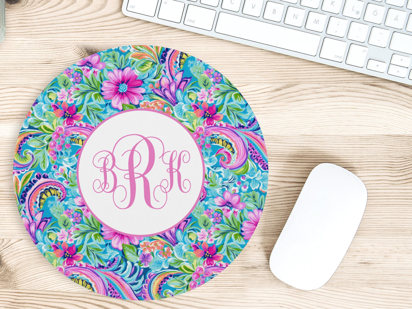 Personalized Mouse Pad, Floral Paisley