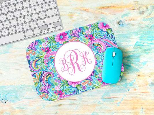 Personalized Mouse Pad, Floral Paisley