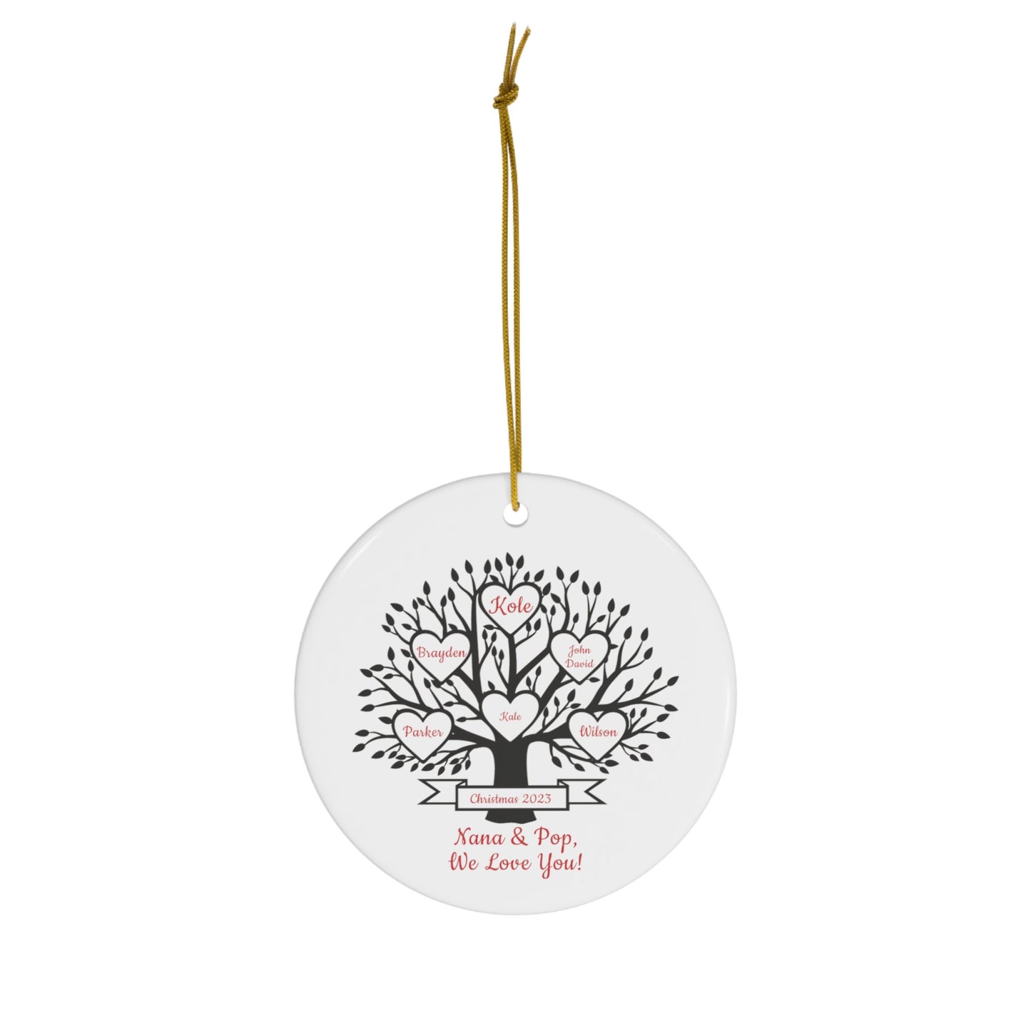 Family Christmas Ornament, Christmas Ornaments, Family Name, In Loving Memory Ornament