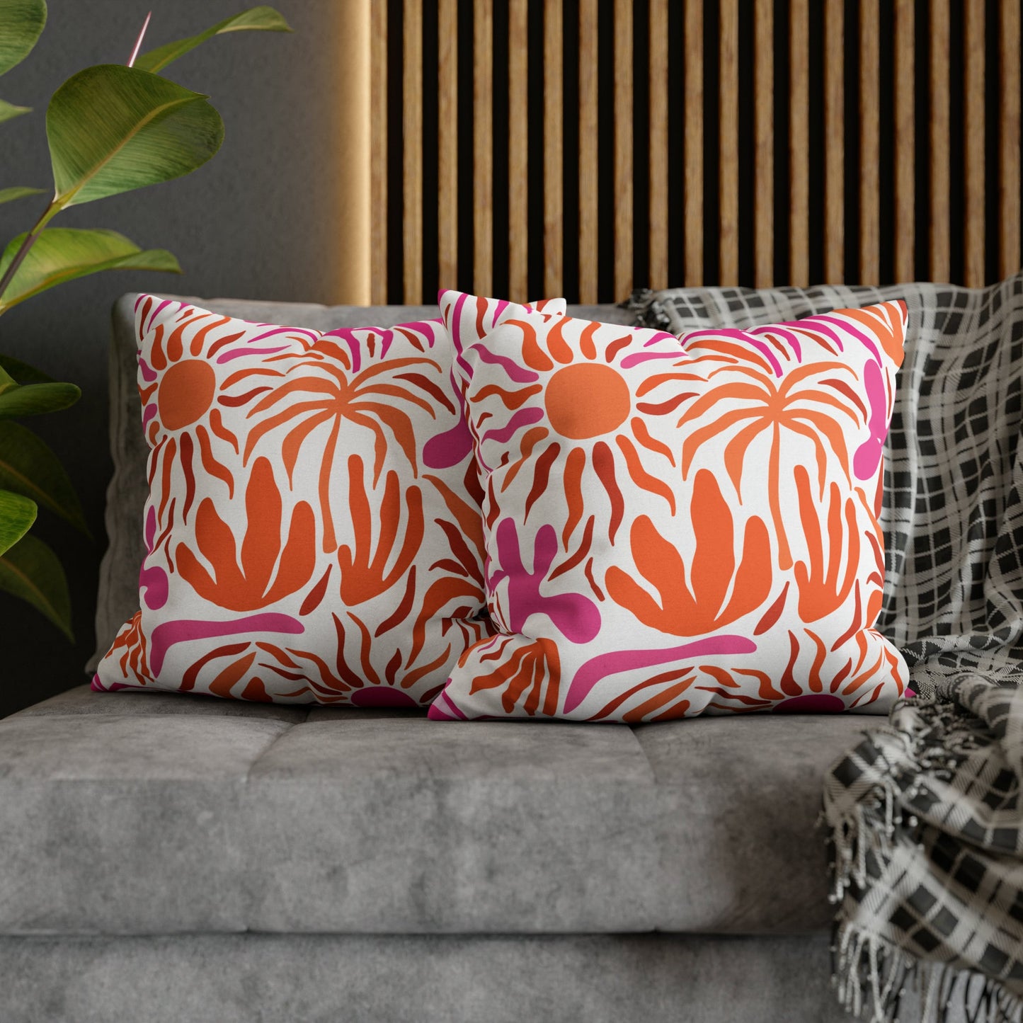 Throw Pillow, Throw Pillow Covers, Throw Pillow Covers for Couch, Cushion Cover, Pink and Orange Pillow