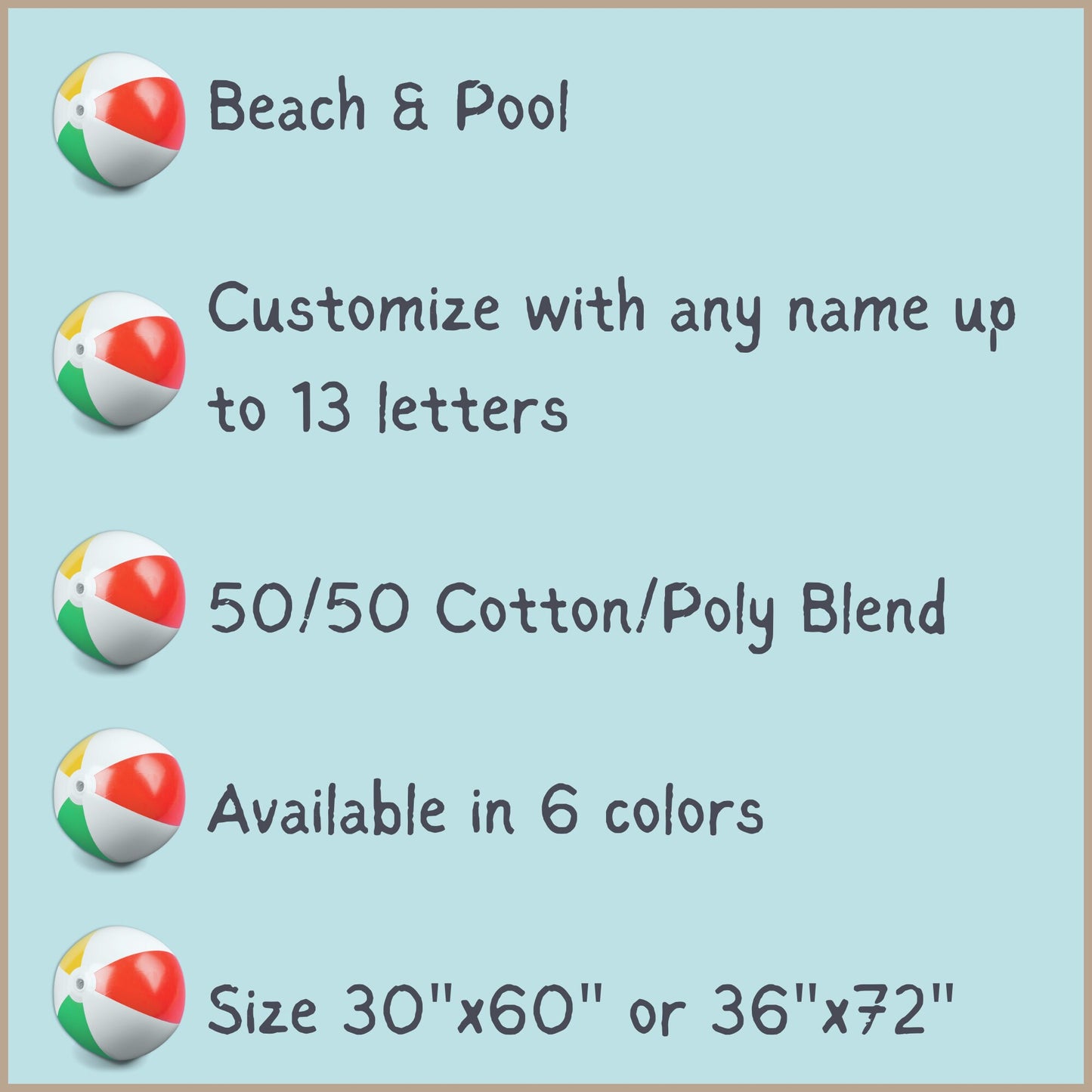 Personalized Beach Towel, Signature Name Towel, Pool Accessory