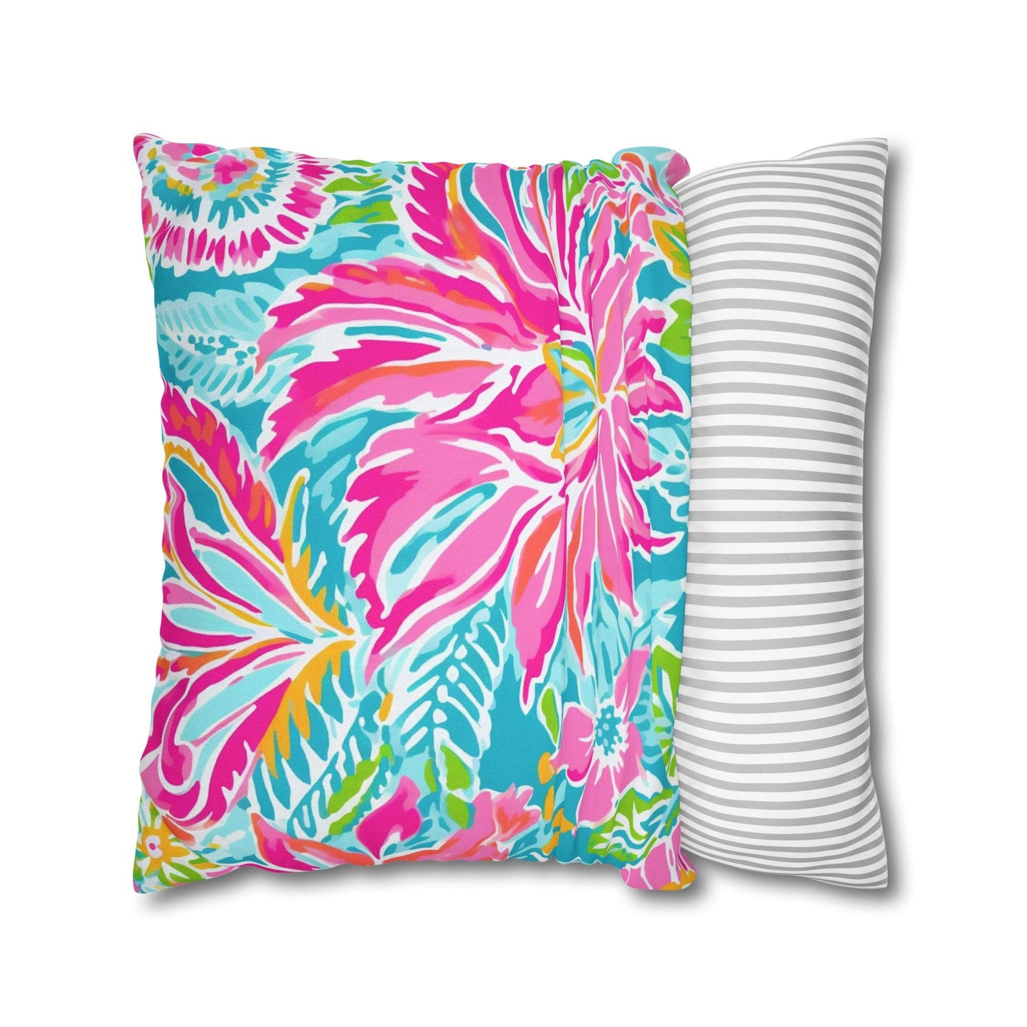 Coastal Throw Pillow, Tropical Flower Pillow for Couch, Pillow Case Option