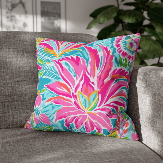 Coastal Throw Pillow, Tropical Flower Pillow for Couch, Pillow Case Option