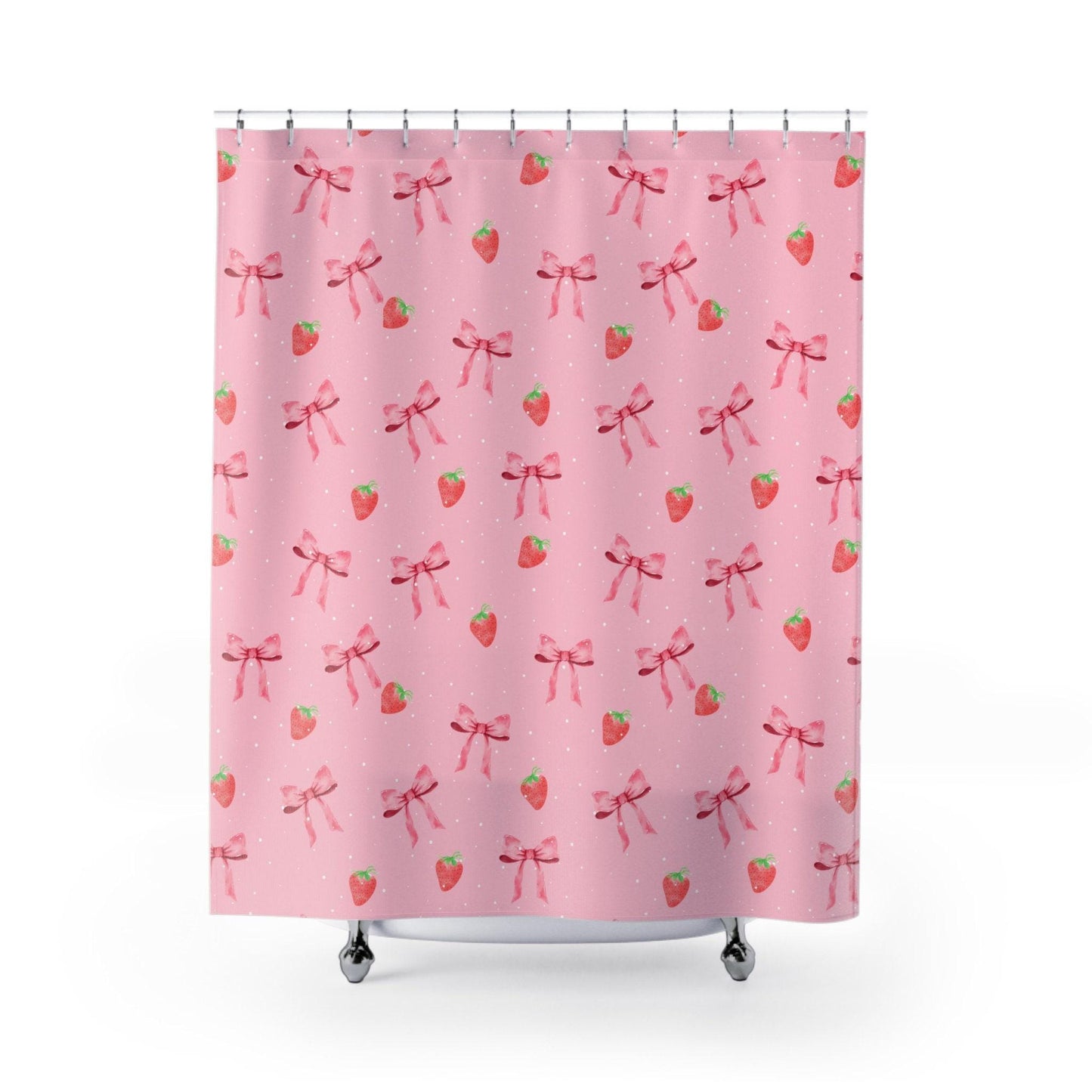 Strawberries and Bows Shower Curtain