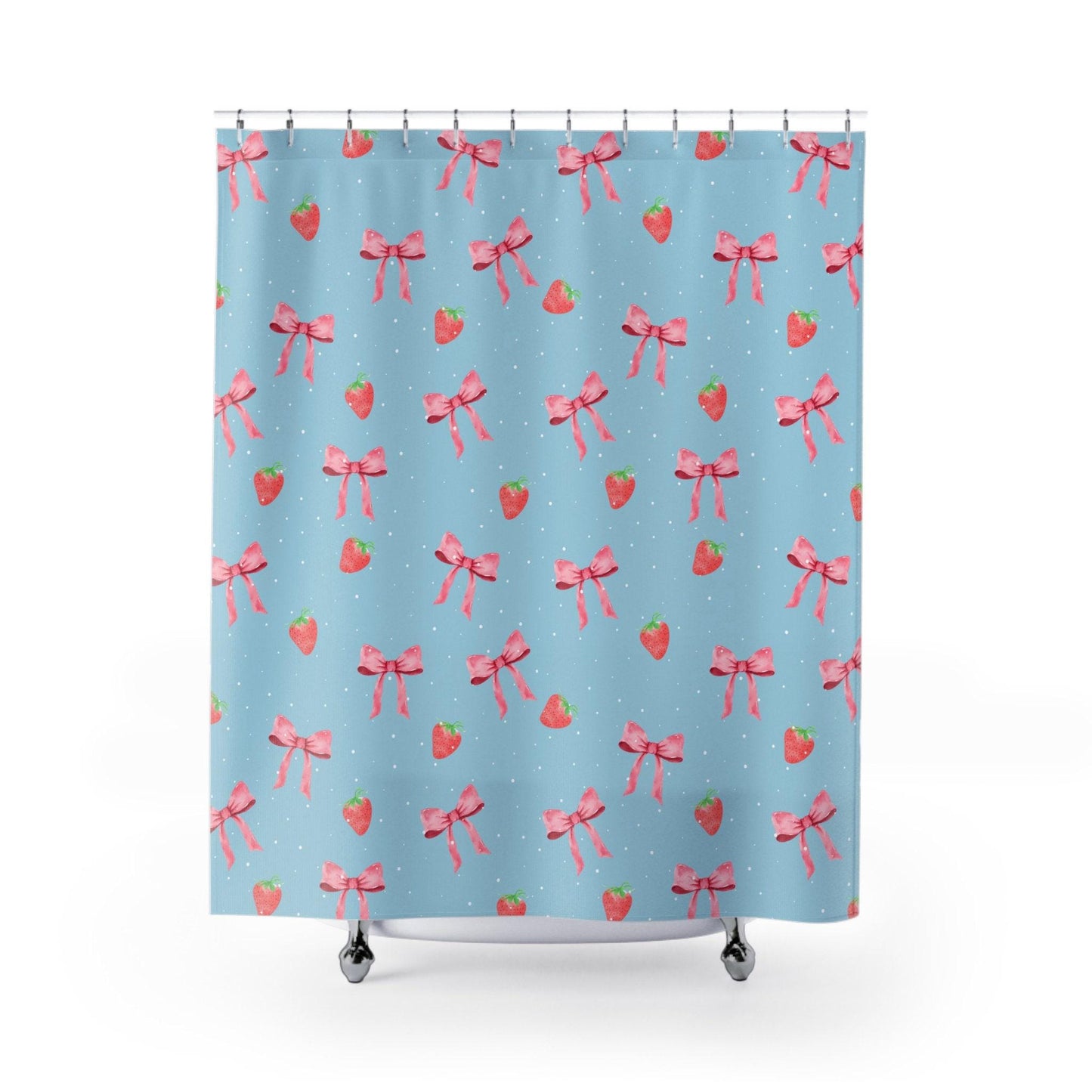 Strawberries and Bows Shower Curtain