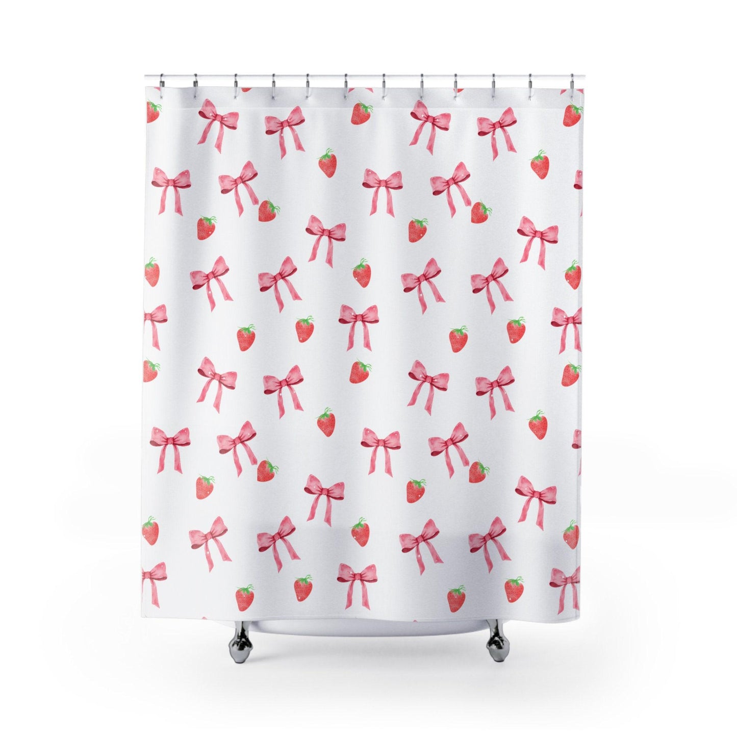 Strawberries and Bows Shower Curtain