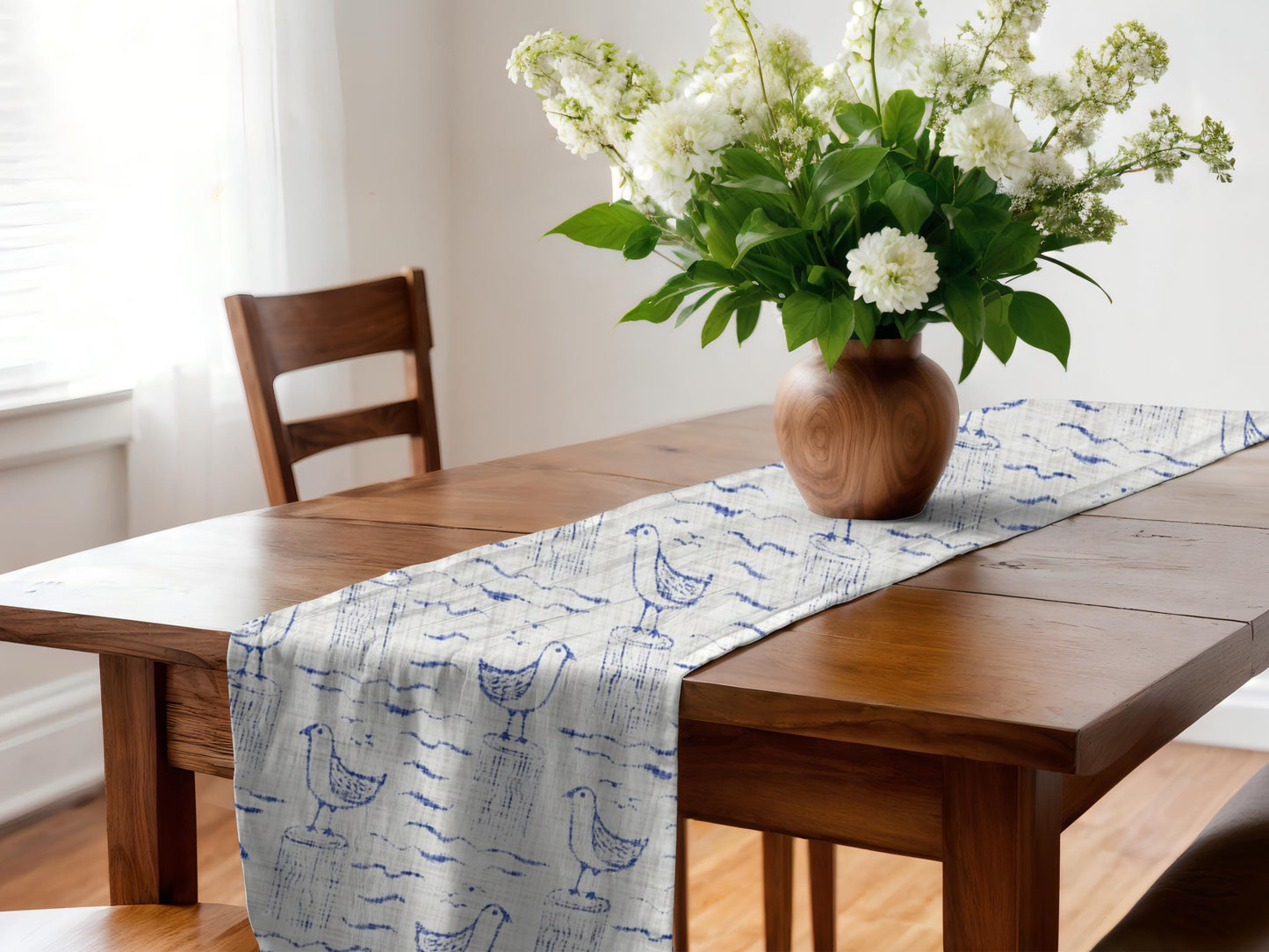 Coastal Table Runner, Seagulls Tablerunner, Coastal Decor, Placemats, Napkins, Tablecloth, Kitchen Decor, Dining Room Table