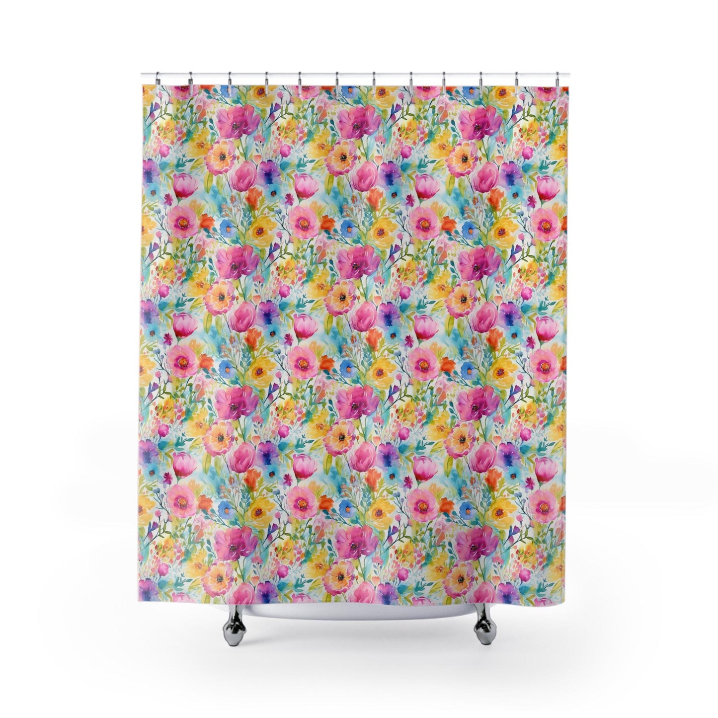 Coquette Floral Shower Curtain, Pink Bow Chic Bathroom Decor, Bathroom Curtain, Shabby Chic, French Country, Coordinating Bathmat