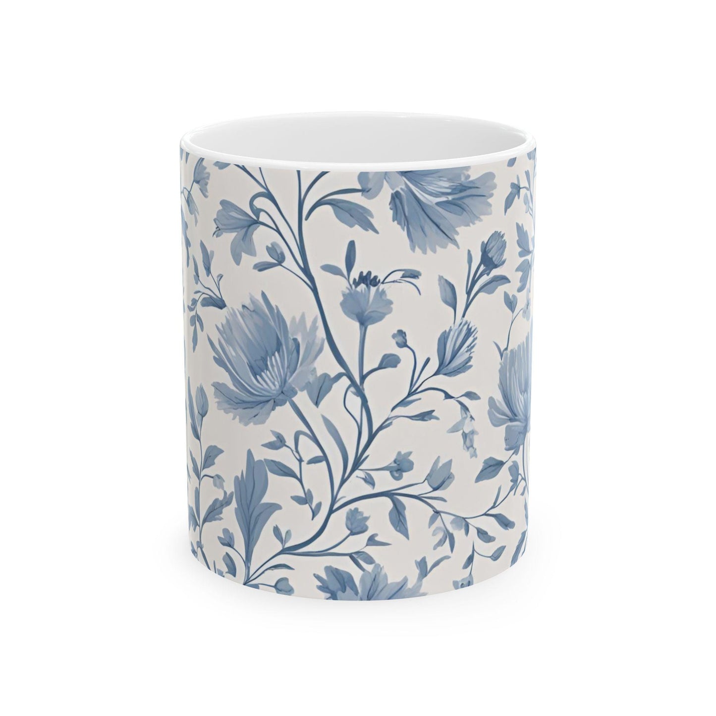 French Toile D Jouy Floral Ceramic Mug