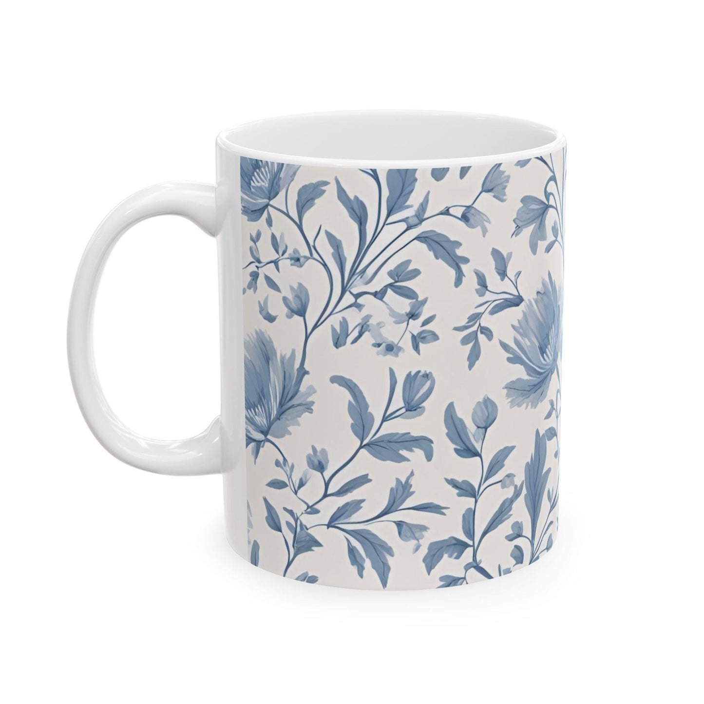 French Toile D Jouy Floral Ceramic Mug