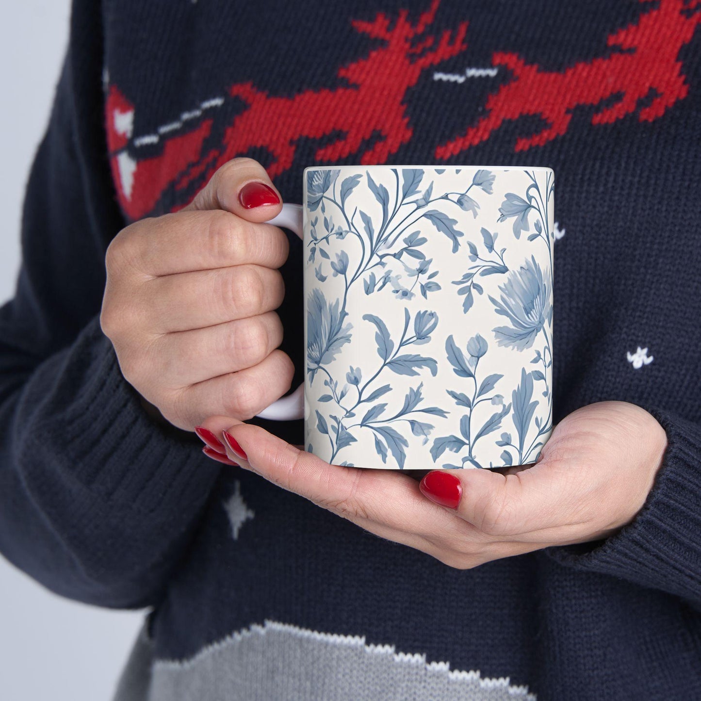 French Toile D Jouy Floral Ceramic Mug