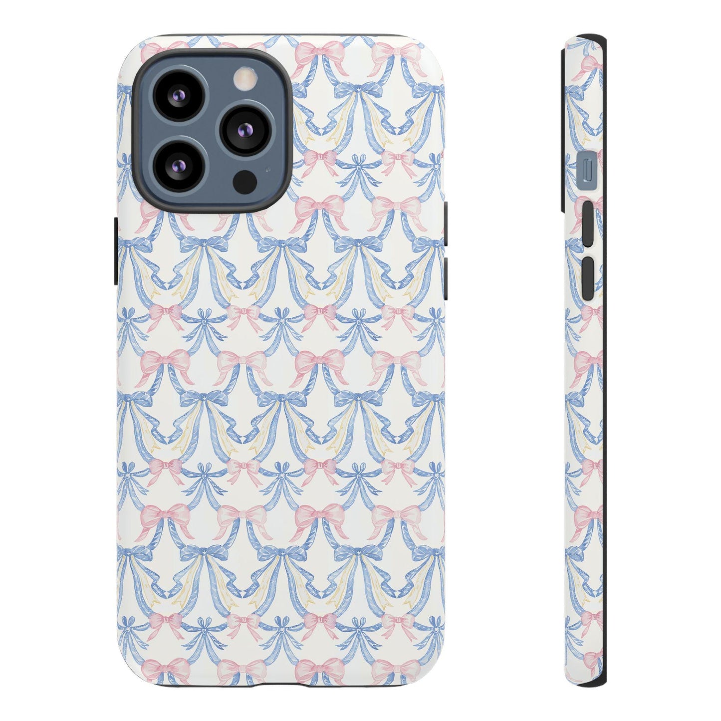 Phone Cases, Coquette Princess Pink and Blue Bow, Girly Accessories, Cute Protective Cover, Tough Case for Her, Elegant Device Shell