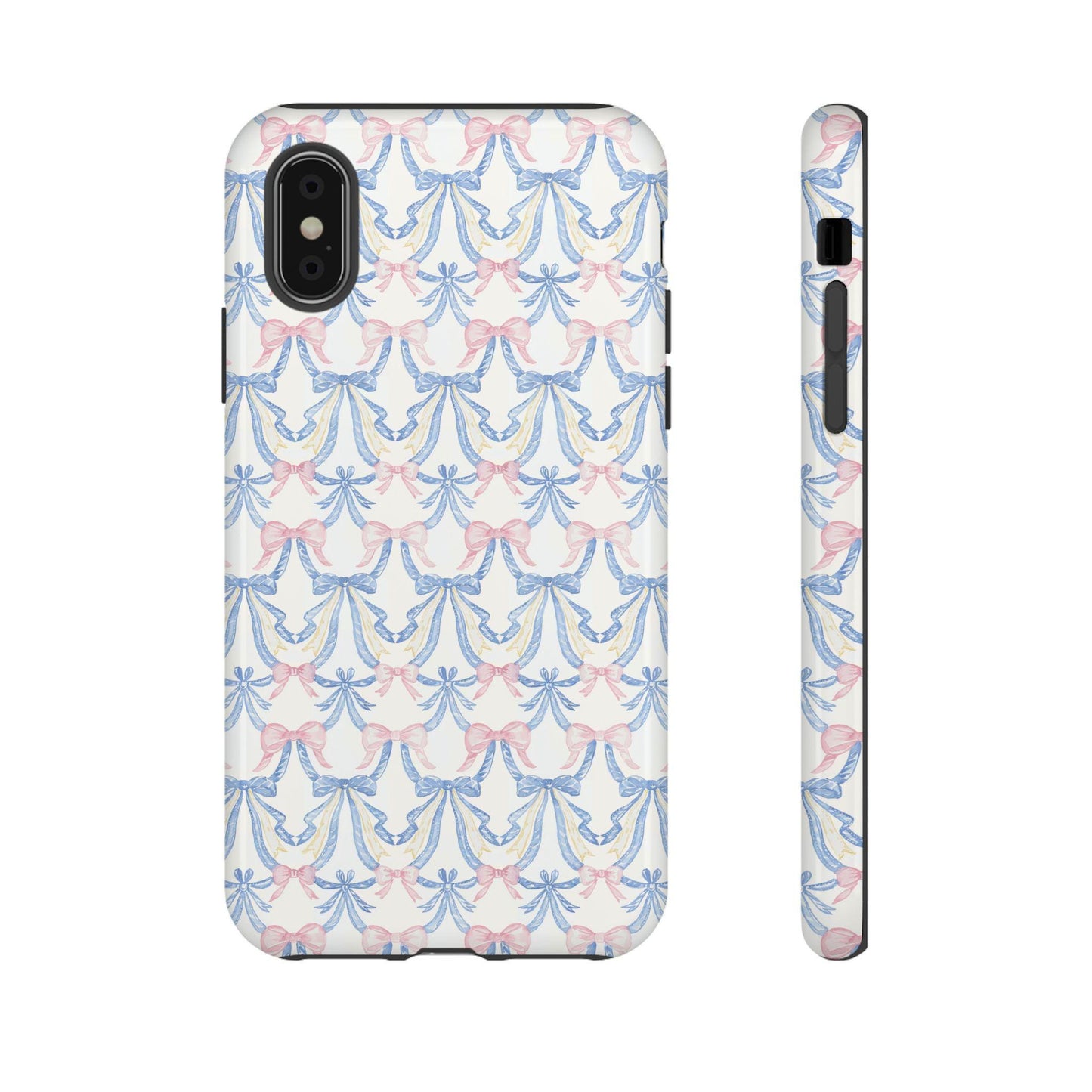 Phone Cases, Coquette Princess Pink and Blue Bow, Girly Accessories, Cute Protective Cover, Tough Case for Her, Elegant Device Shell
