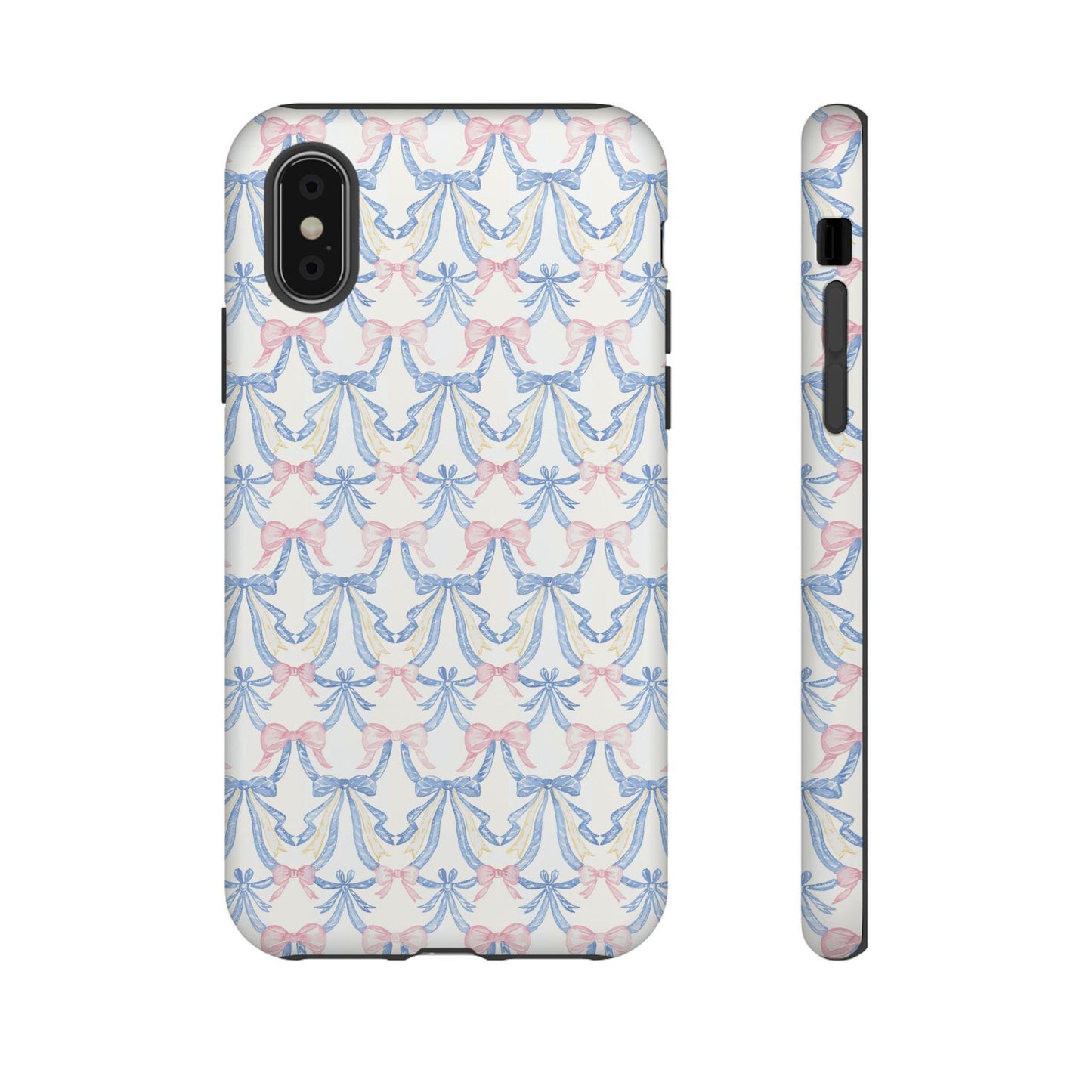 Phone Cases, Coquette Princess Pink and Blue Bow, Girly Accessories, Cute Protective Cover, Tough Case for Her, Elegant Device Shell