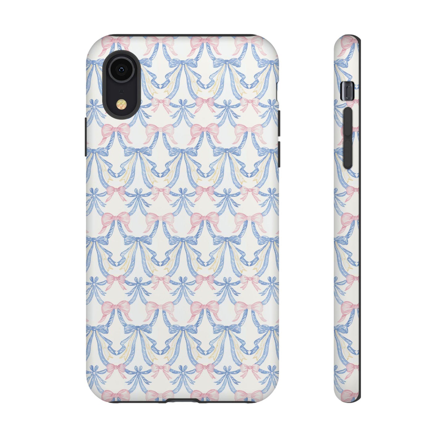 Phone Cases, Coquette Princess Pink and Blue Bow, Girly Accessories, Cute Protective Cover, Tough Case for Her, Elegant Device Shell