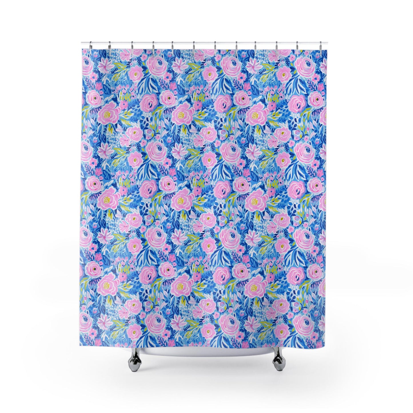 Coquette Floral Shower Curtain, Pink Bow Chic Bathroom Decor, Bathroom Curtain, Shabby Chic, French Country, Coordinating Bathmat