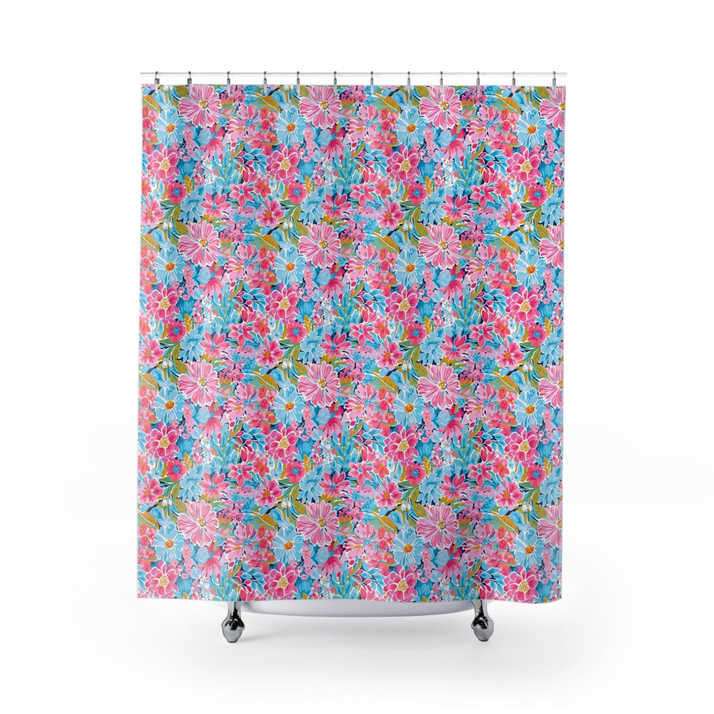 Coquette Floral Shower Curtain, Pink Bow Chic Bathroom Decor, Bathroom Curtain, Shabby Chic, French Country, Coordinating Bathmat